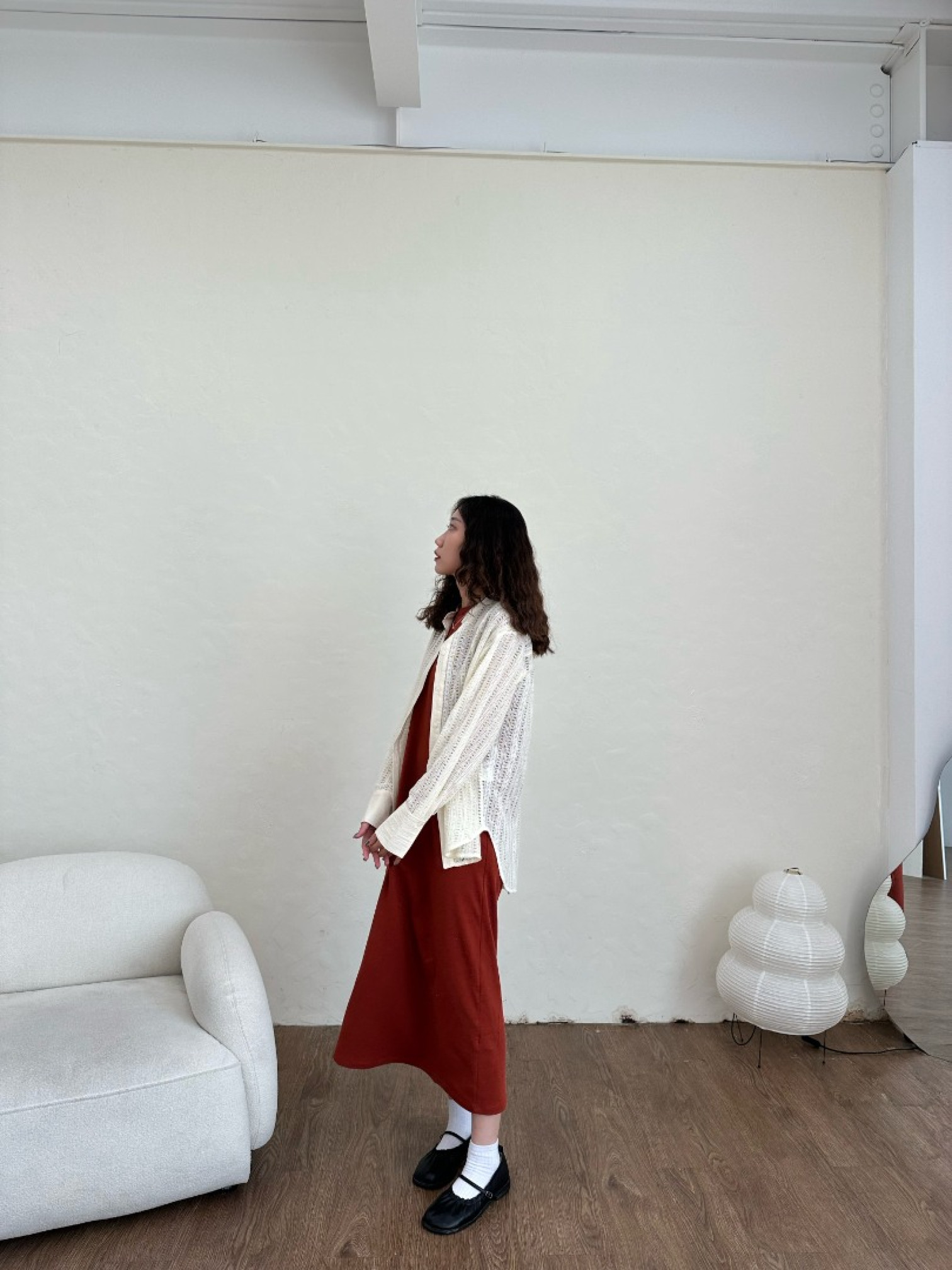 🇯🇵中山領雕花長袖襯衫/米&黑