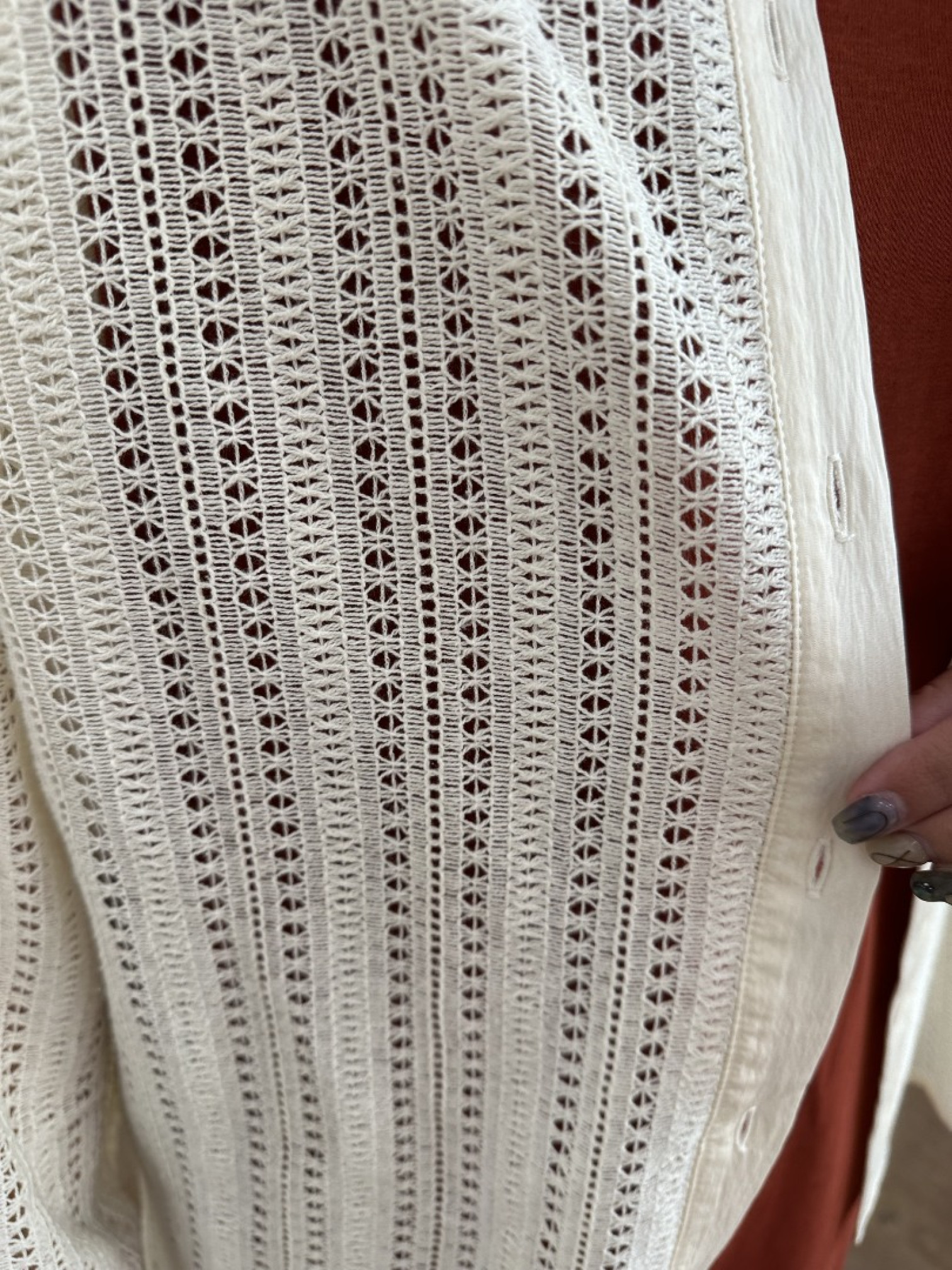 🇯🇵中山領雕花長袖襯衫/米&黑