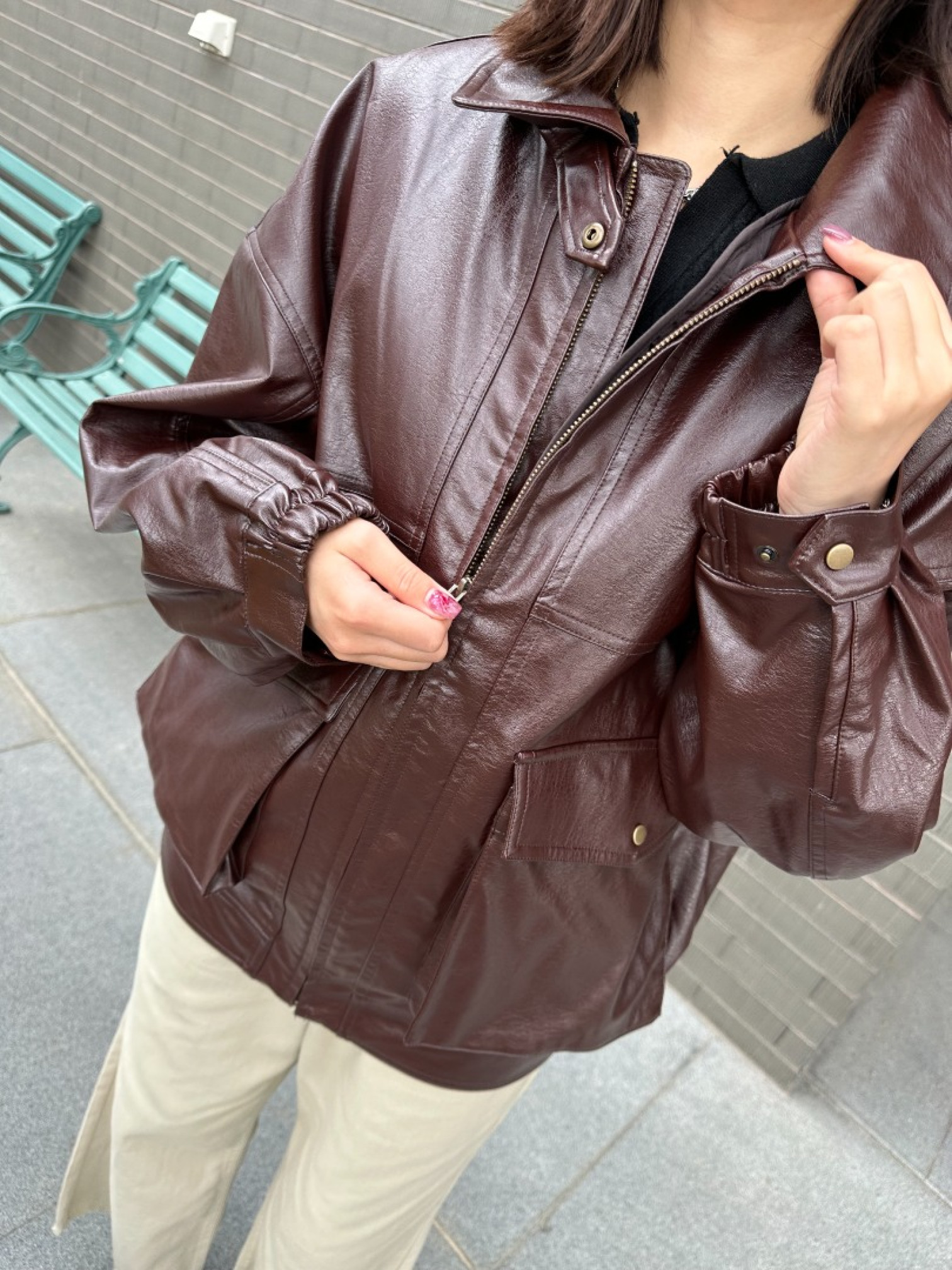 🇯🇵兩件式OVER SIZE帥氣皮革外套/棕