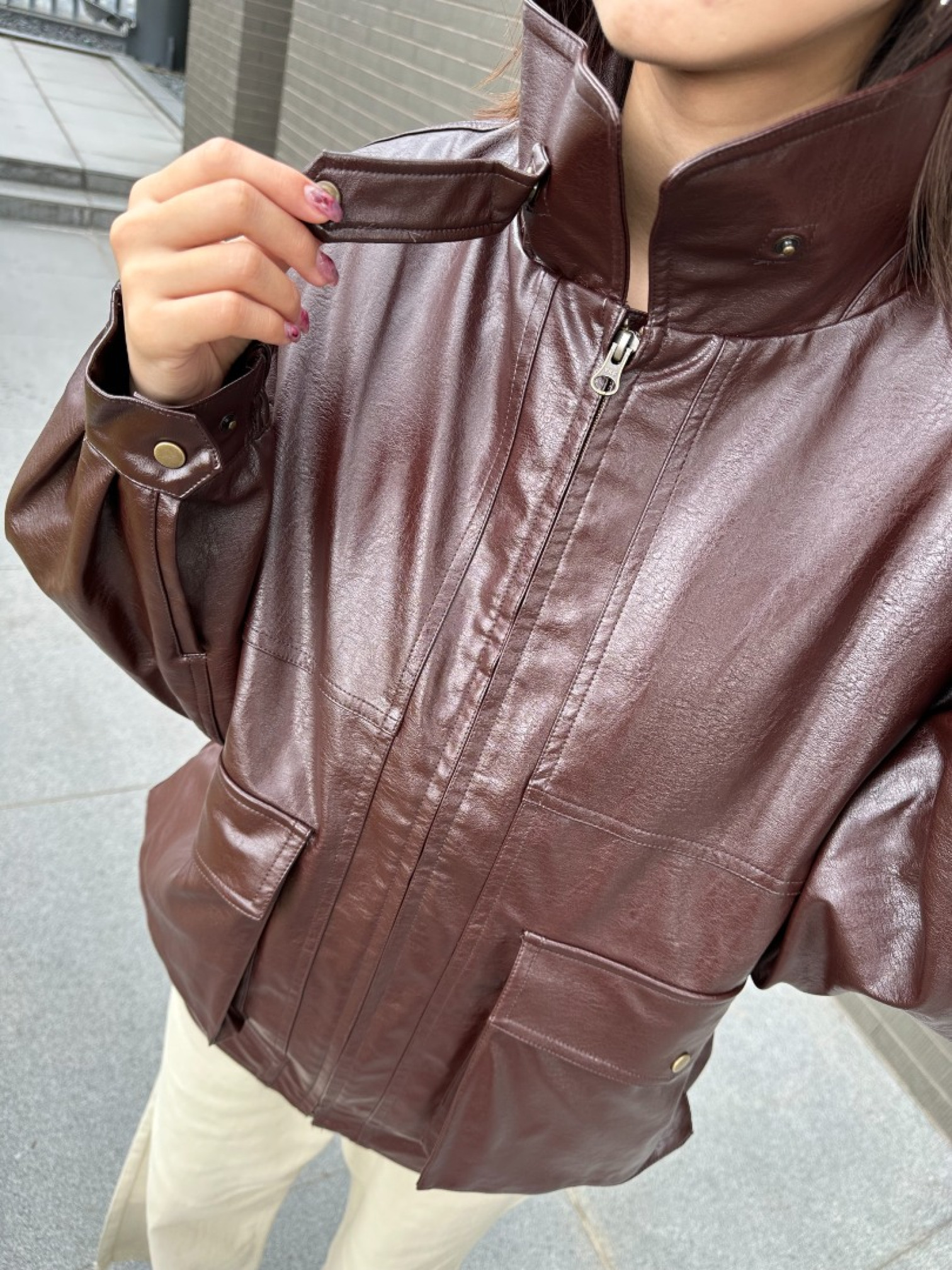 🇯🇵兩件式OVER SIZE帥氣皮革外套/棕