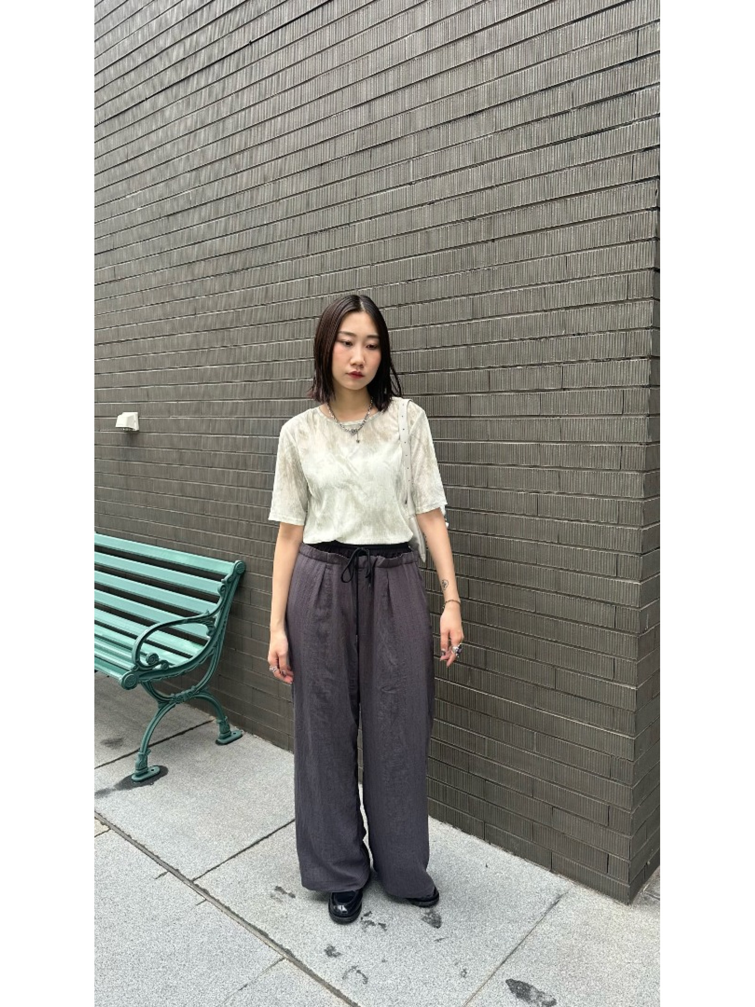 🇯🇵超舒適の渲染印花透透上衣/綠