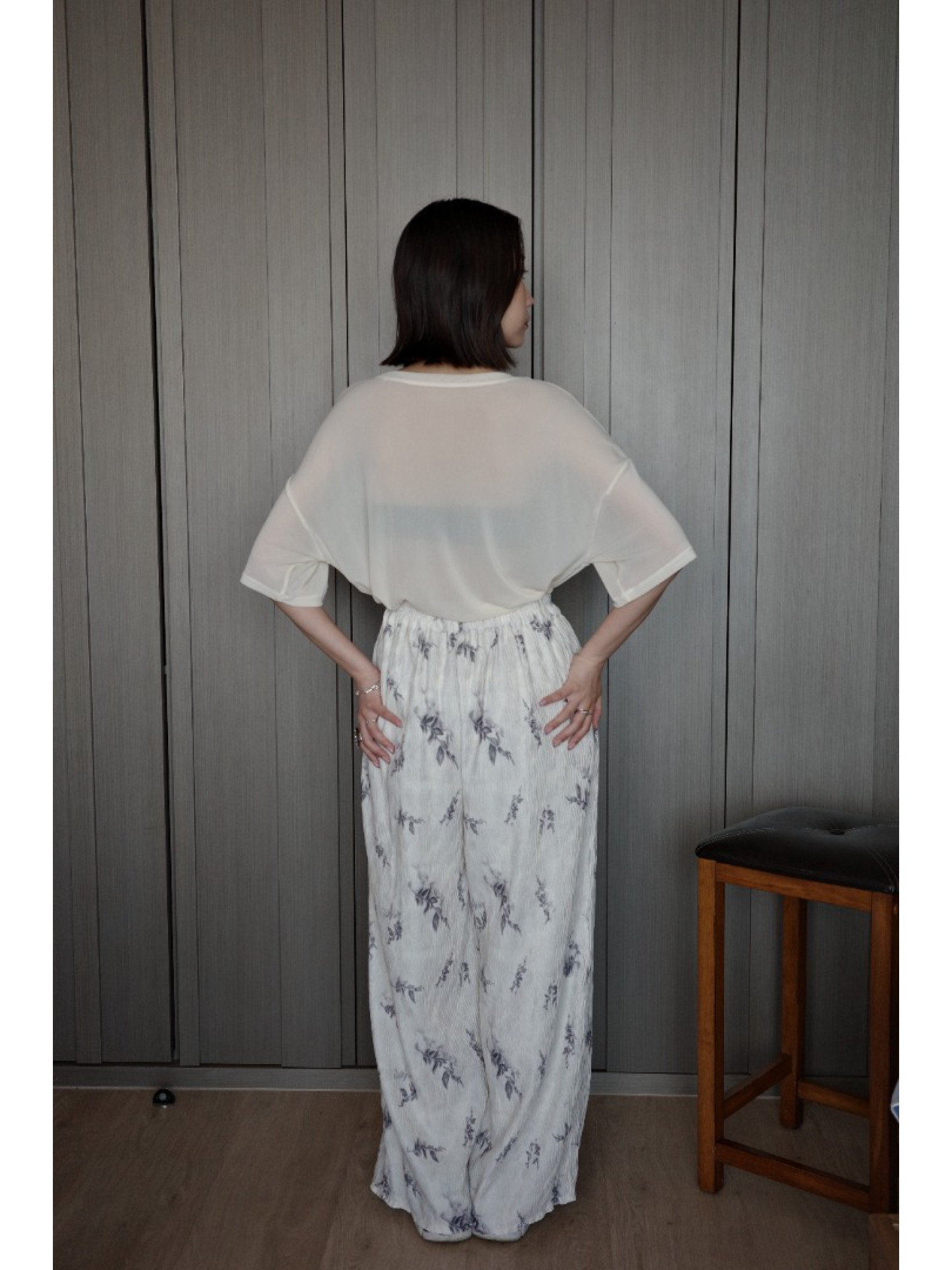 🇯🇵立體紋理植物印花長褲/M