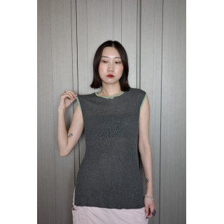 🇯🇵質感滾邊撞色針織背心/炭灰