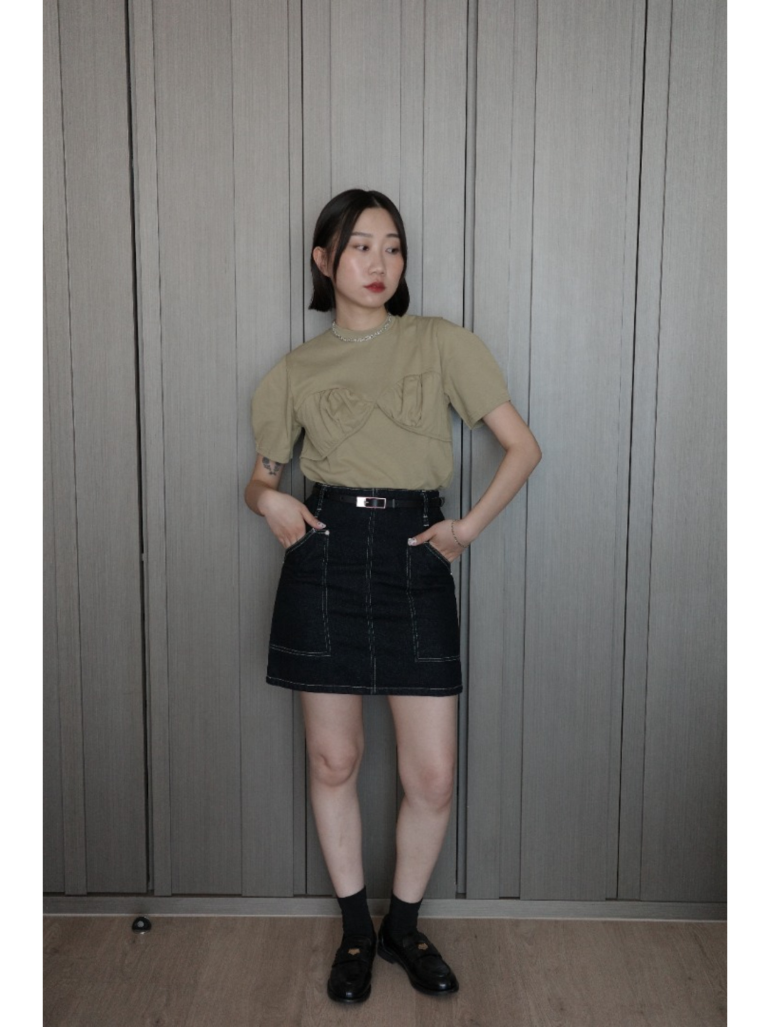 🇯🇵胸前造型公主袖純棉上衣/三色