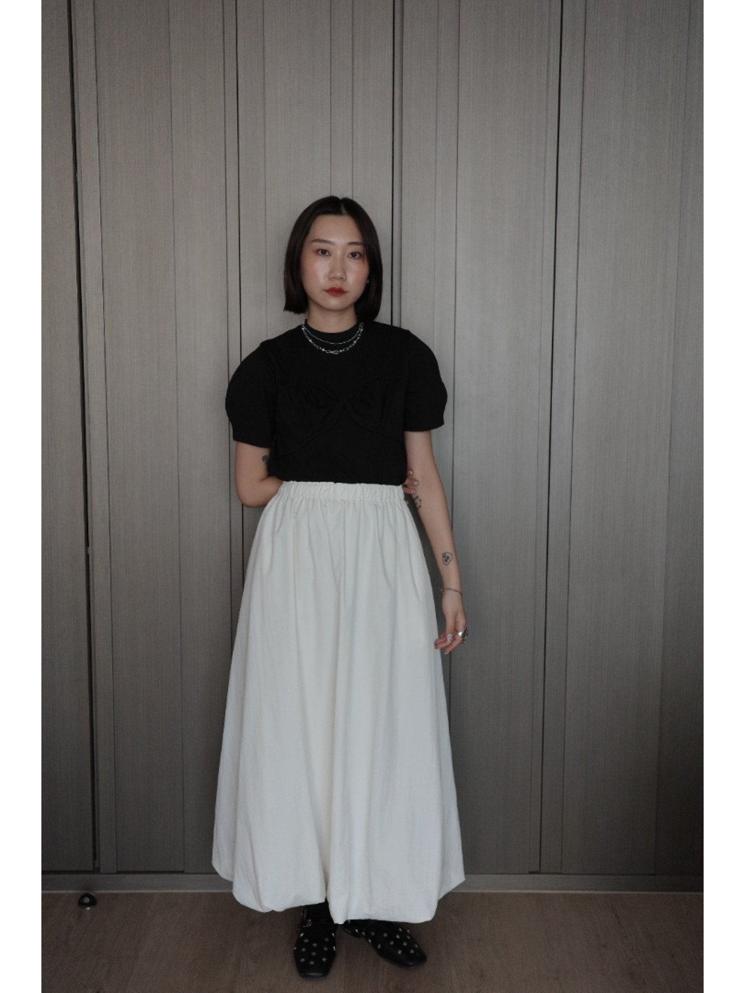 🇯🇵舒適尼龍氣球半身裙/黑