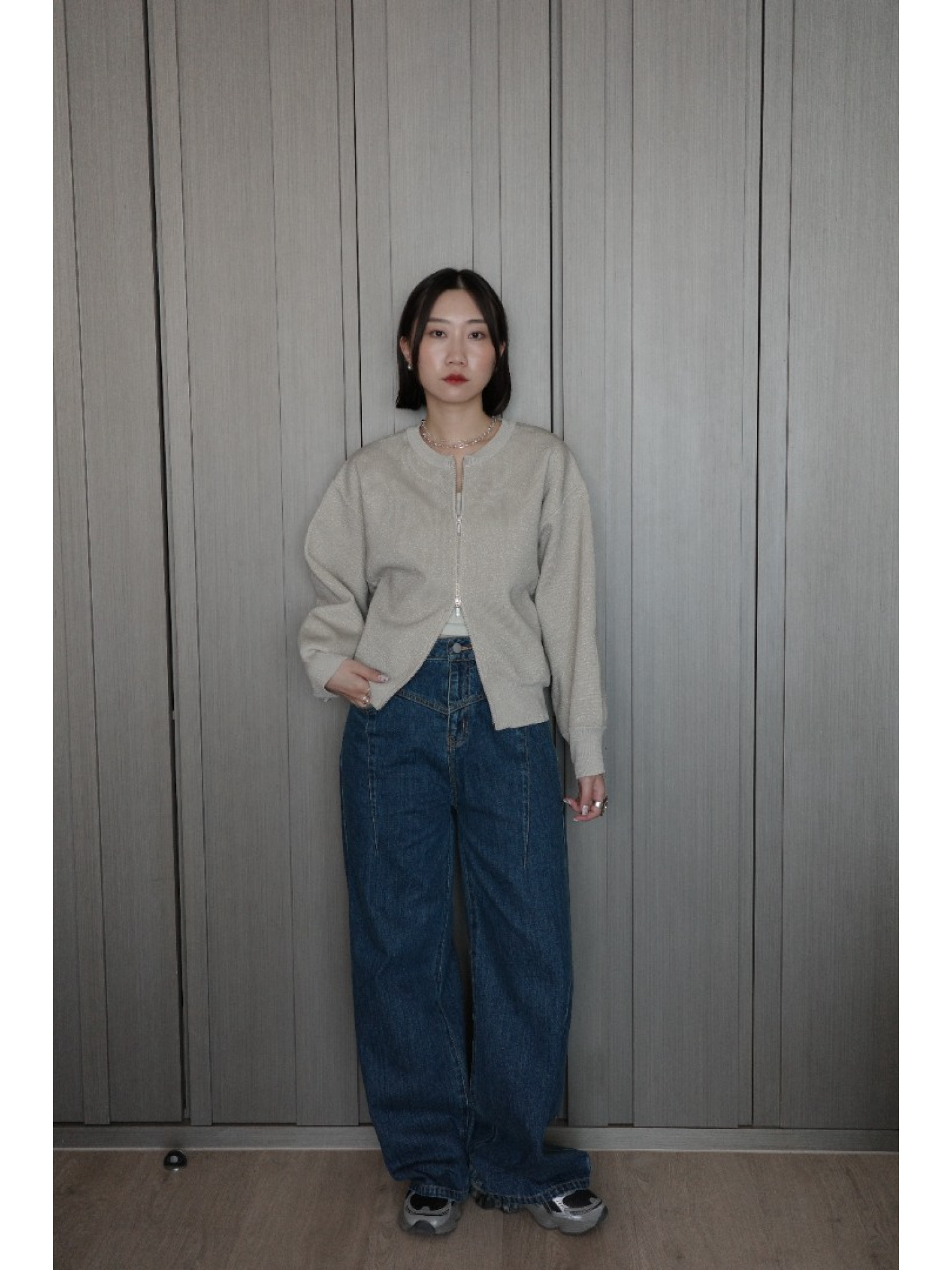 🇯🇵簡約閃粉雙拉鍊上衣/三色