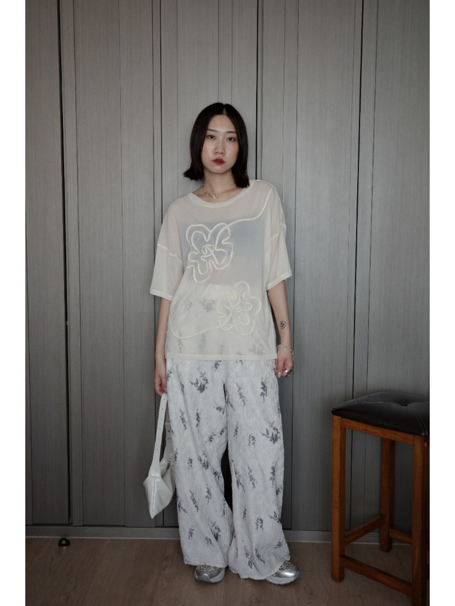 🇯🇵立體紋理植物印花長褲/M