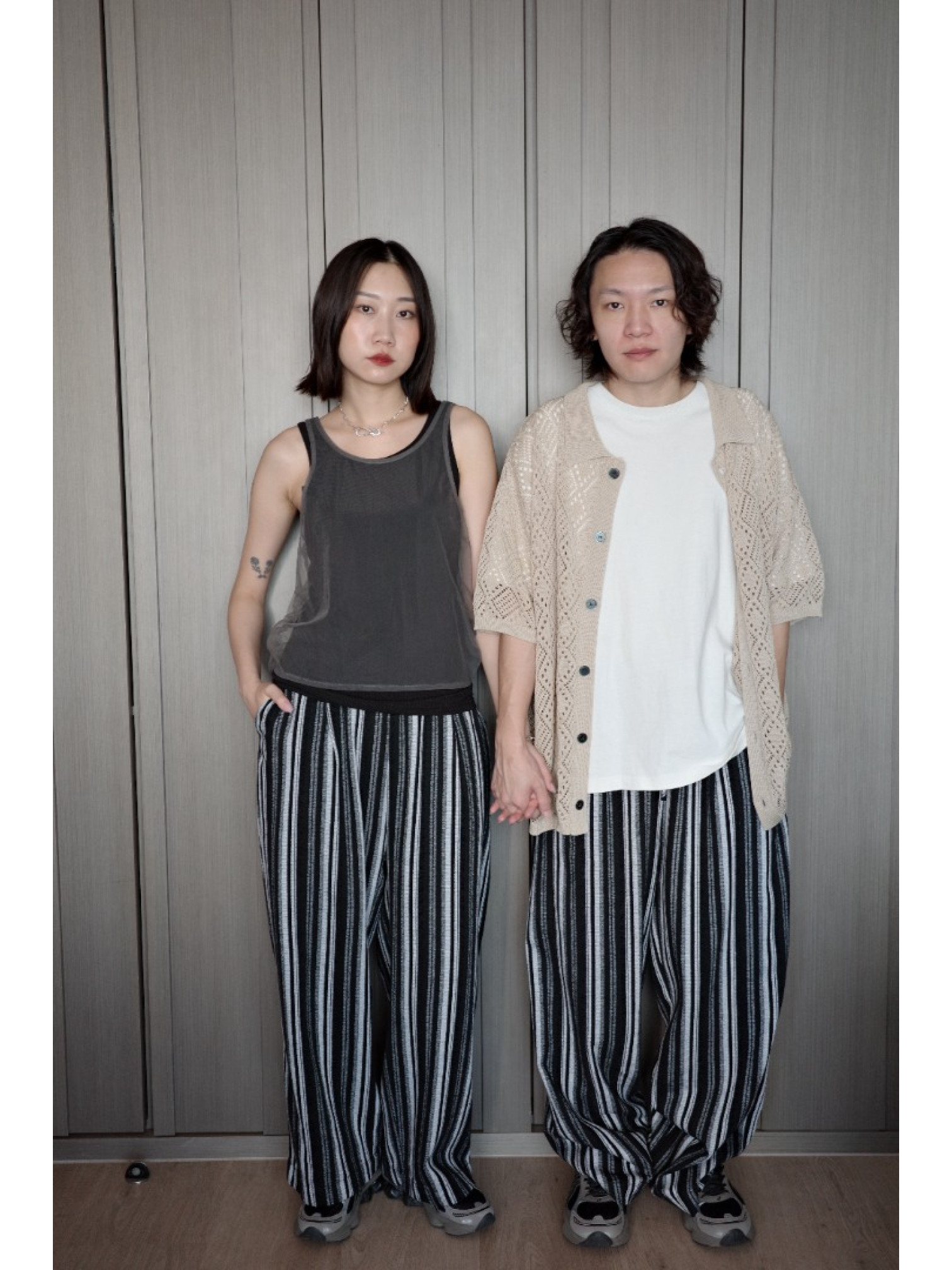 🇯🇵鬆緊條紋寬褲/M-L