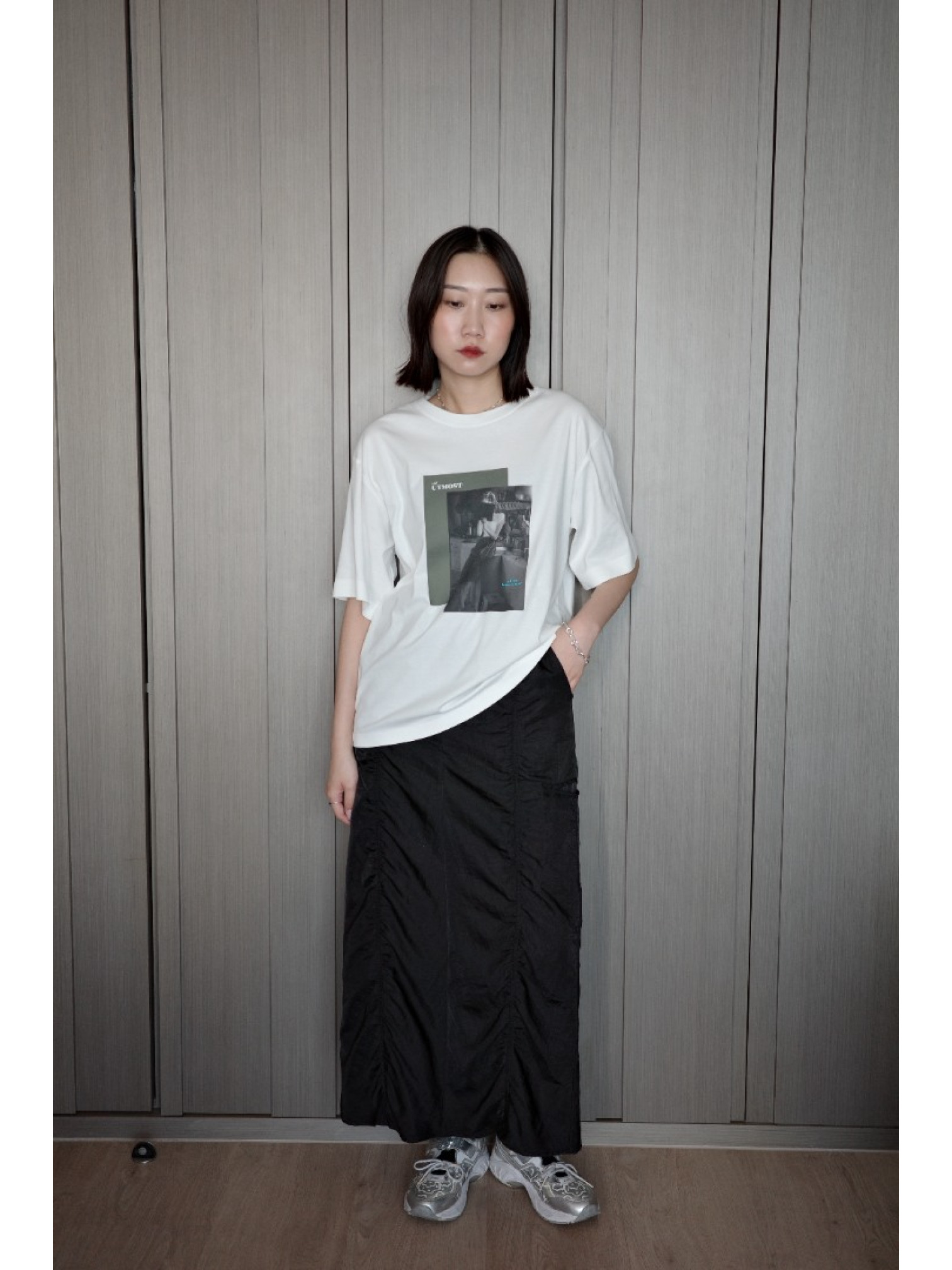 🇯🇵落肩相片印花短T/白