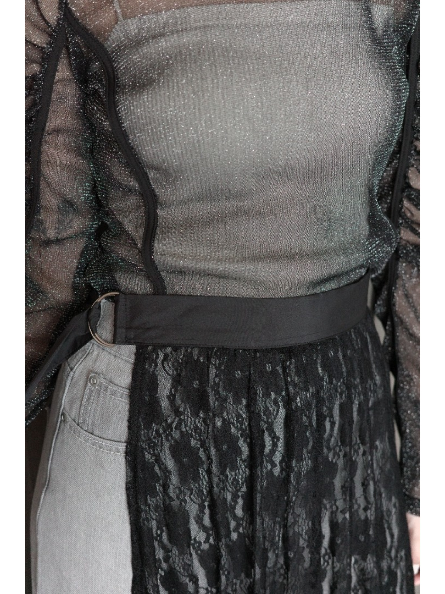 🇯🇵蕾絲透膚半身裙外罩/黑