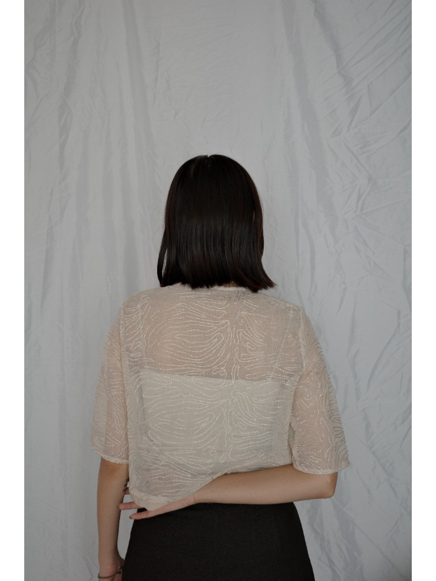 🇯🇵質感刺繡鉤式上衣/象牙白