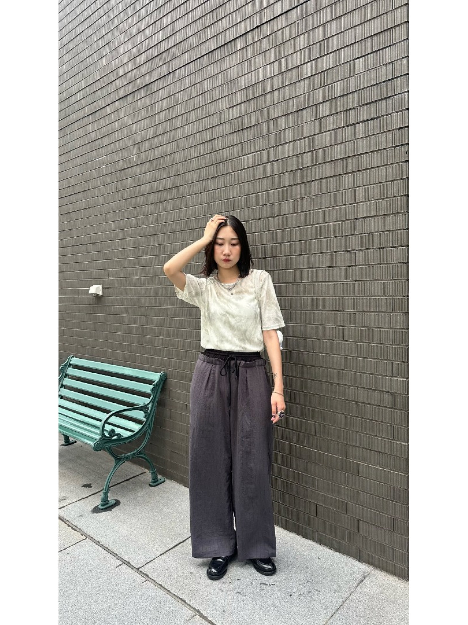 🇯🇵超舒適の渲染印花透透上衣/綠