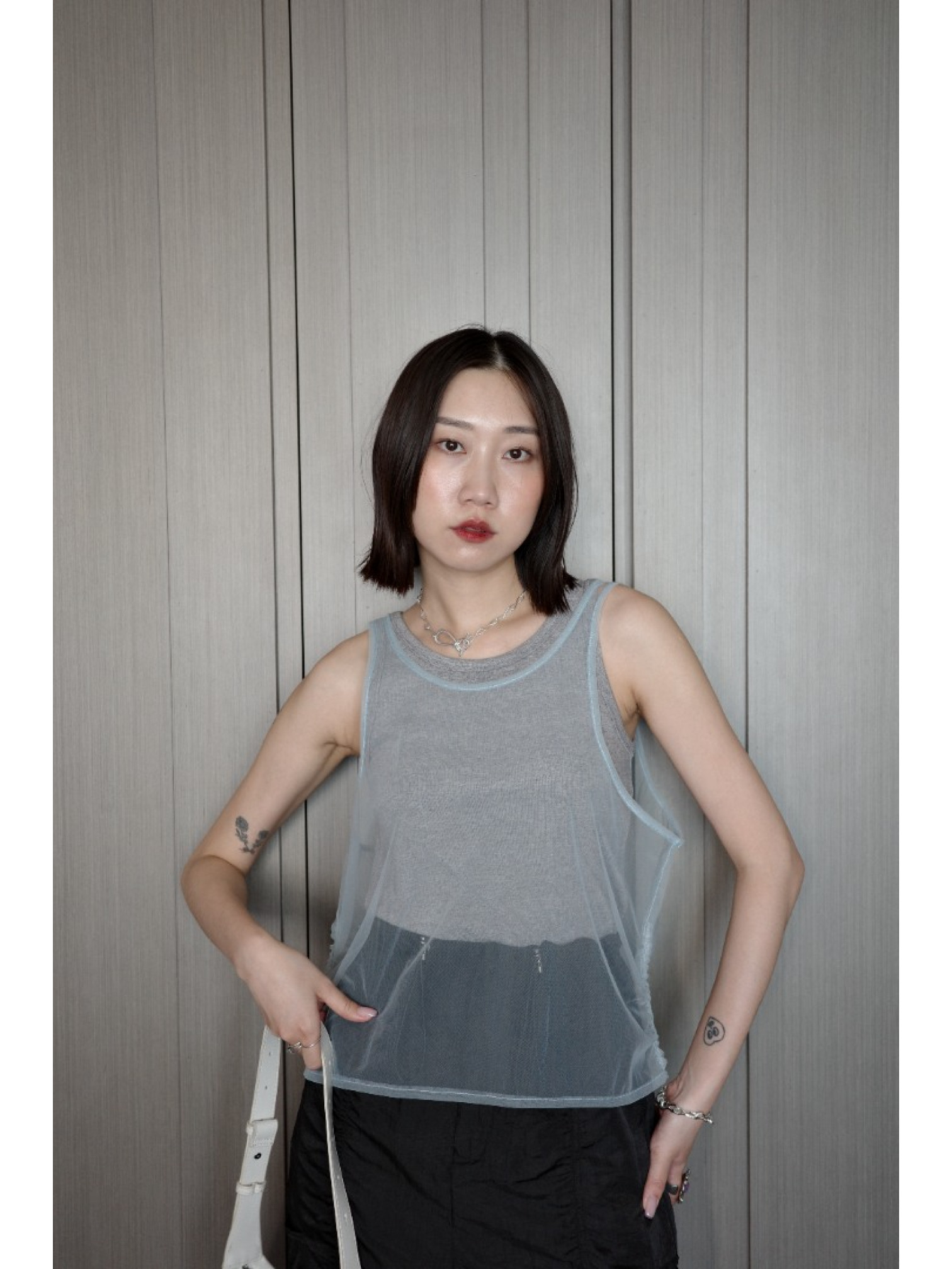 🇯🇵薄紗分層羅紋背心/三色