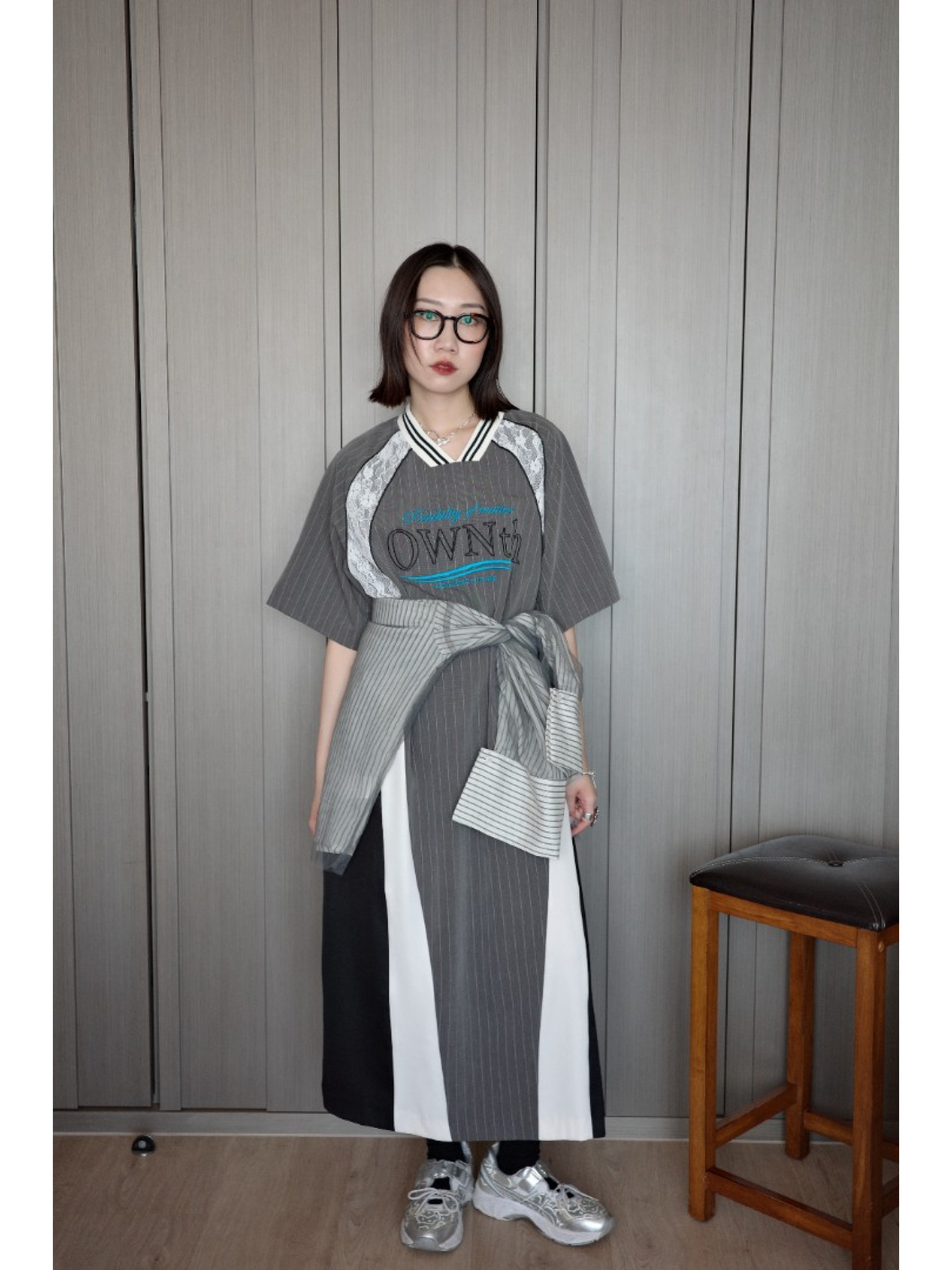 🇯🇵透感條紋襯衫/白x黑