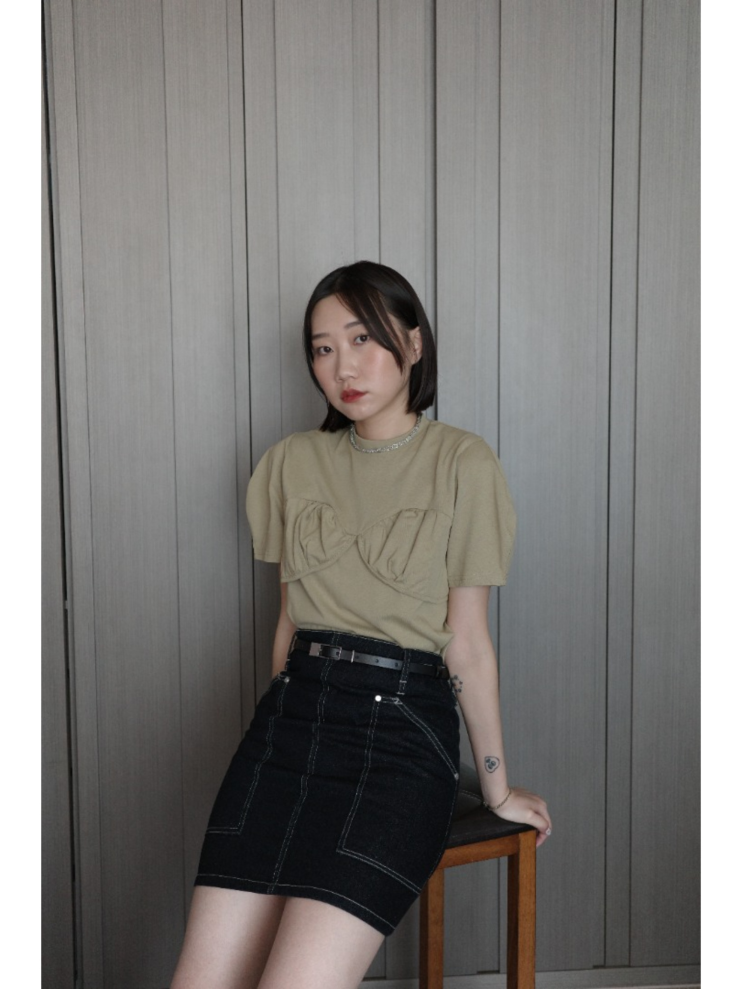 🇯🇵胸前造型公主袖純棉上衣/三色