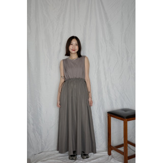 🇯🇵異材質拼接無袖洋裝/灰L