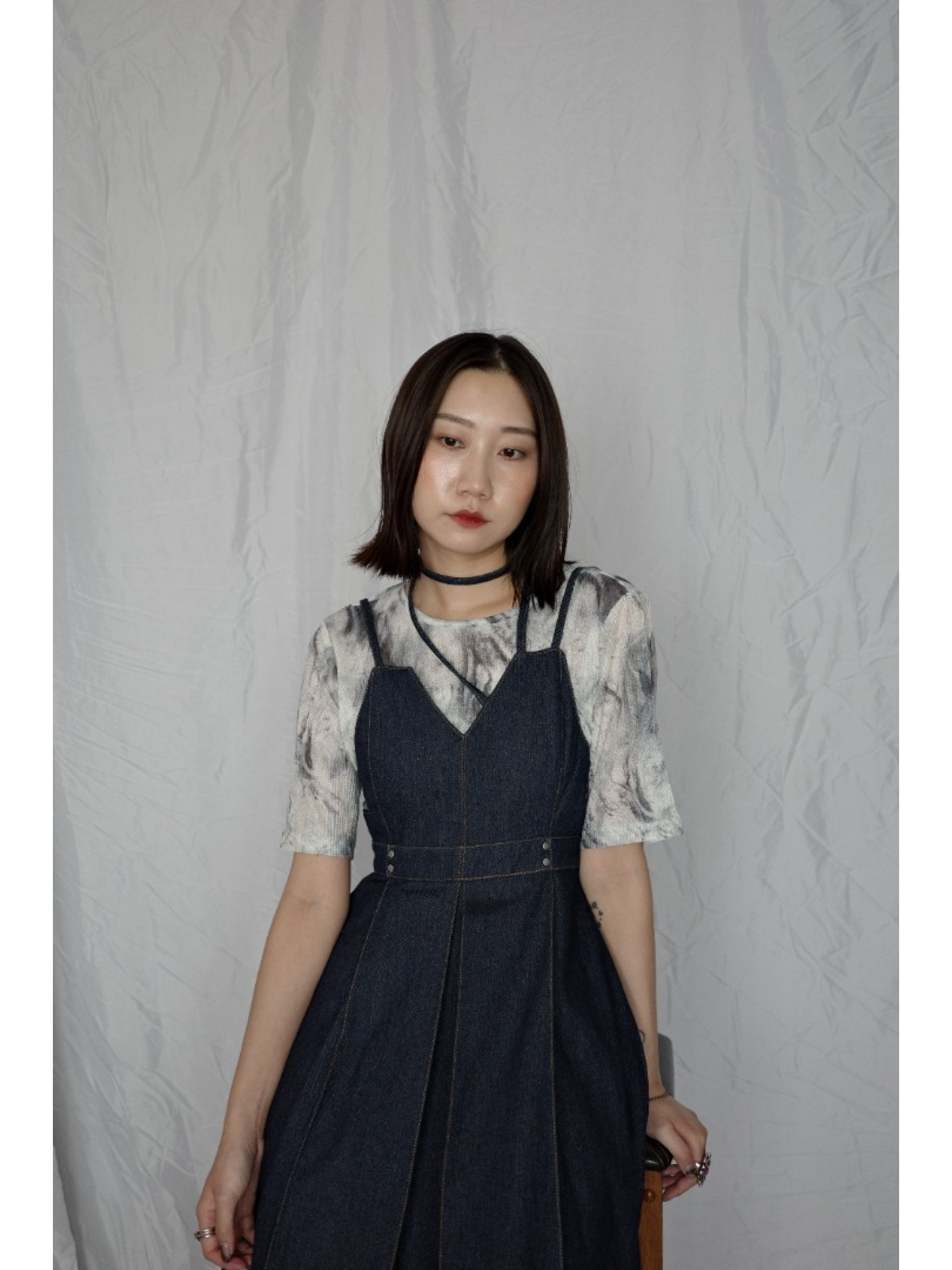 🇯🇵超舒適の渲染印花透透上衣/綠