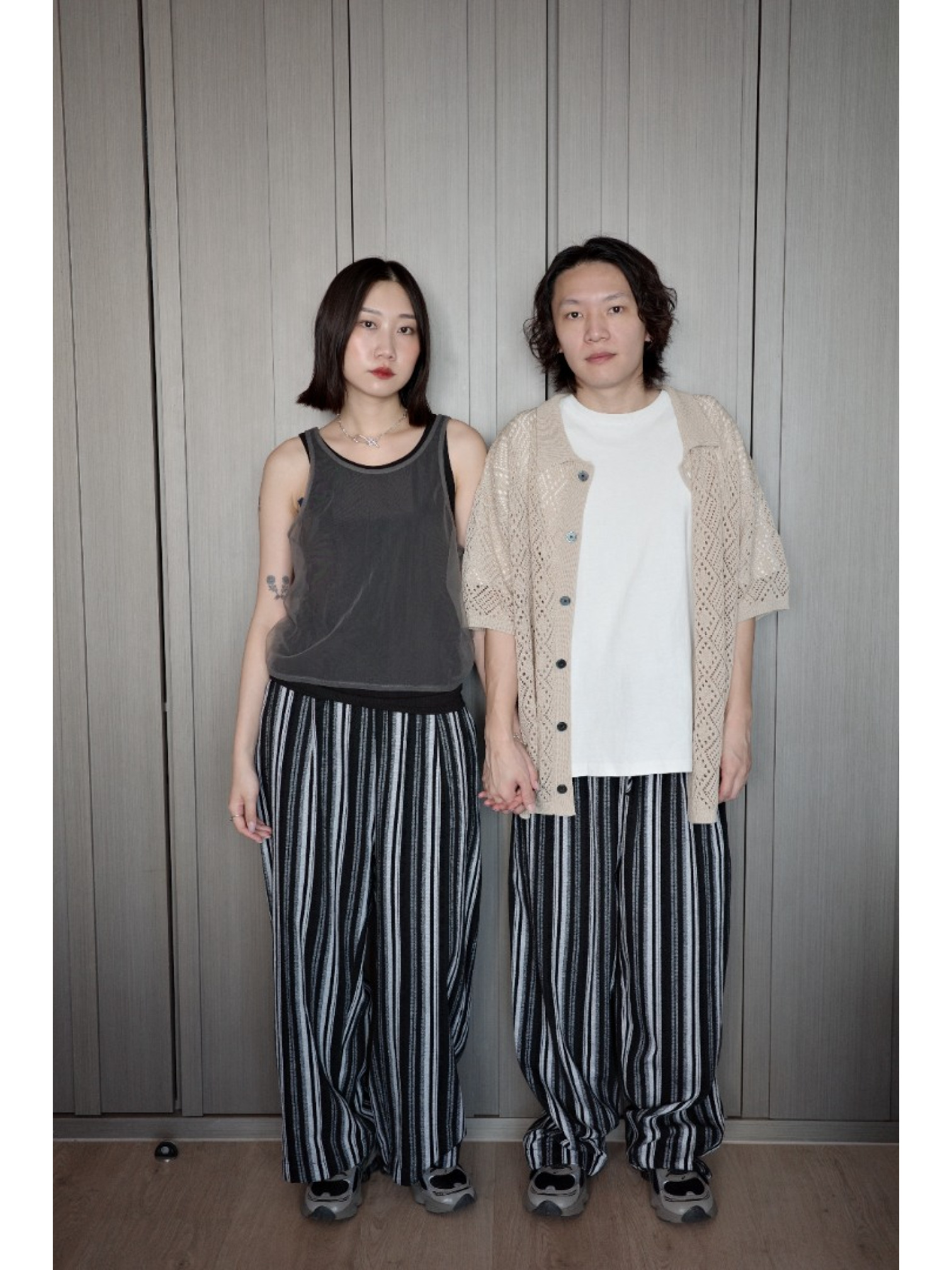 🇯🇵鬆緊條紋寬褲/M-L