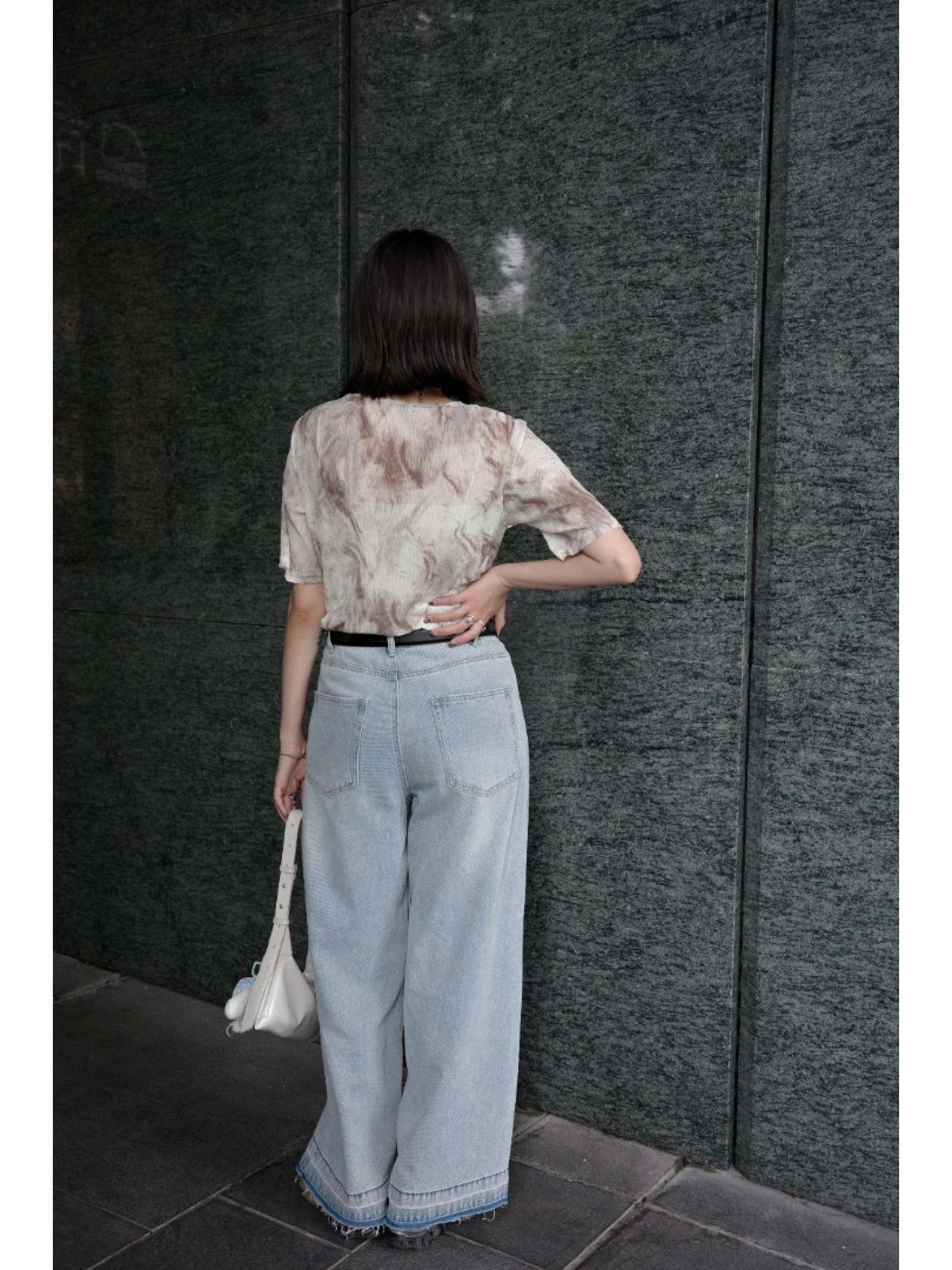 🇯🇵超舒適の渲染印花透透上衣/咖