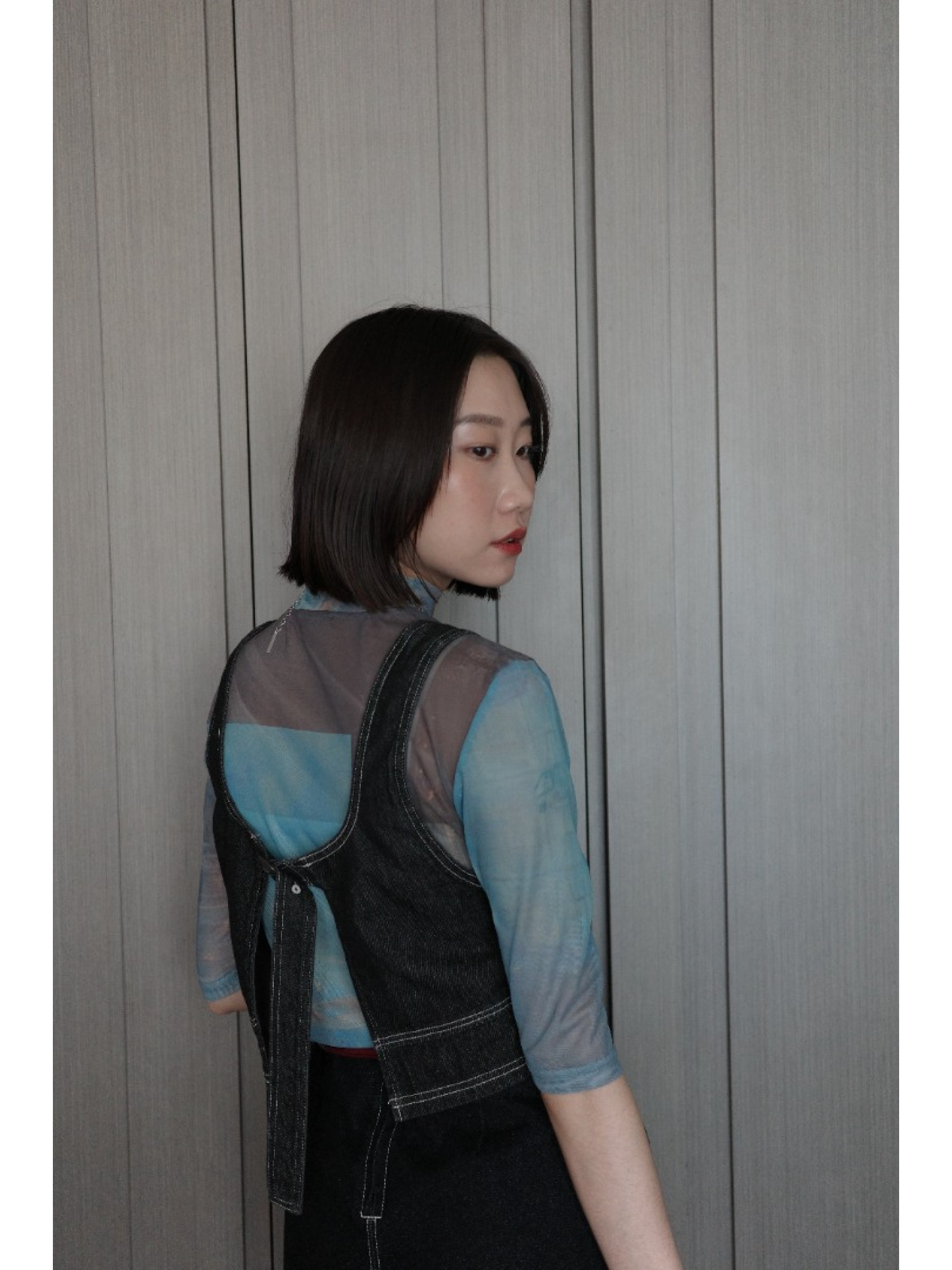 🇯🇵設計感丹寧馬甲背心/灰