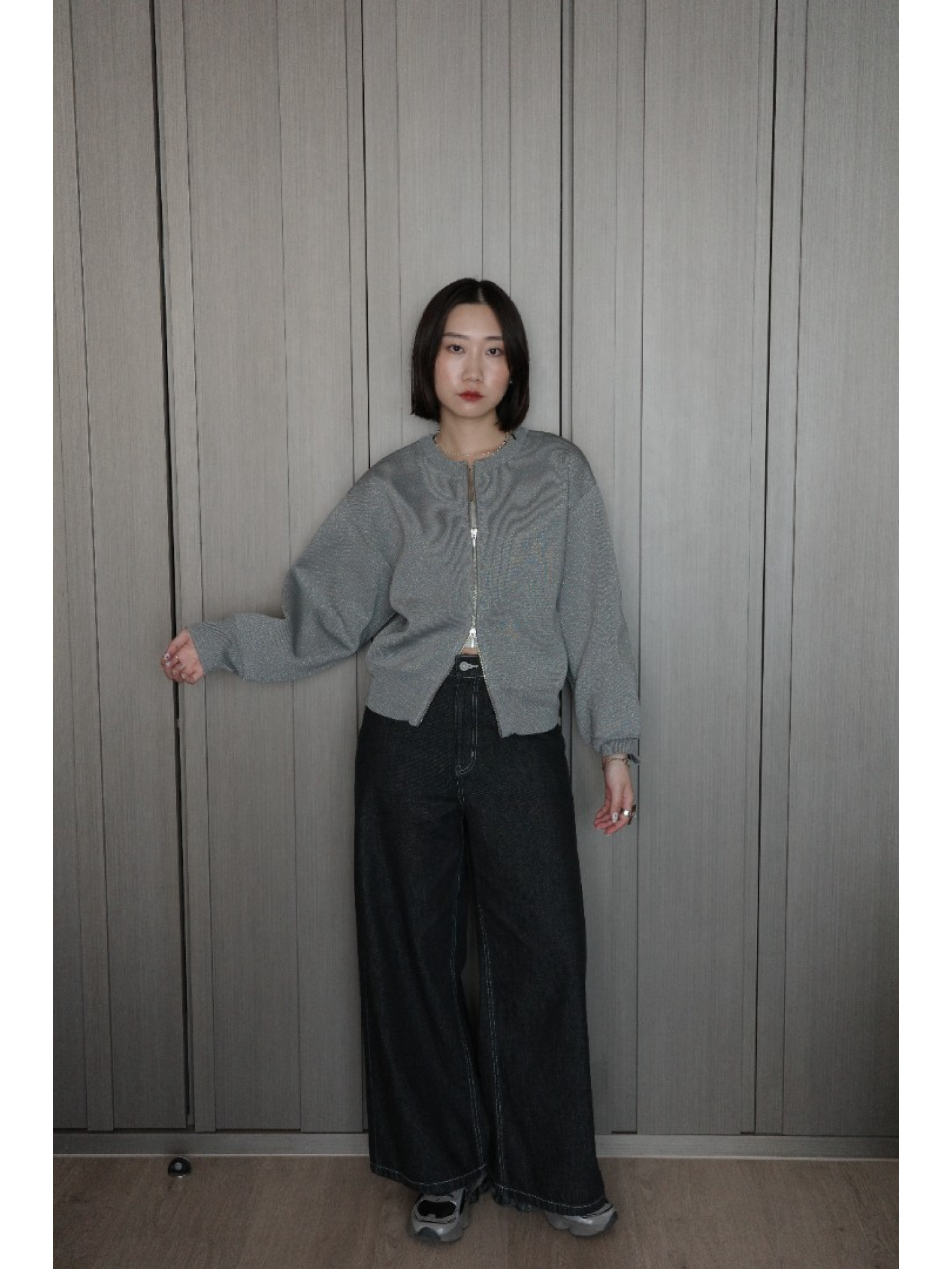 🇯🇵簡約閃粉雙拉鍊上衣/三色