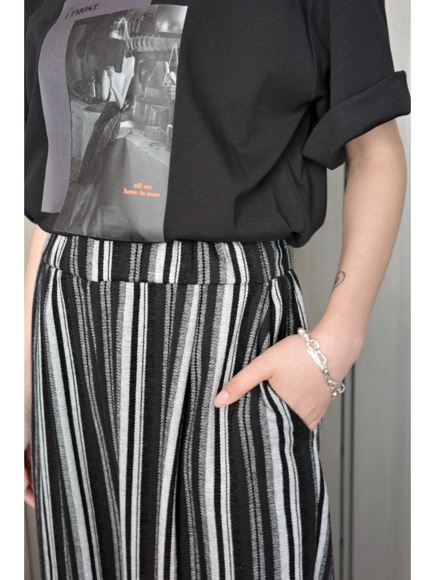 🇯🇵鬆緊條紋寬褲/M-L