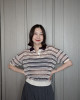 🇯🇵條紋POLO領透透針織衫/白
