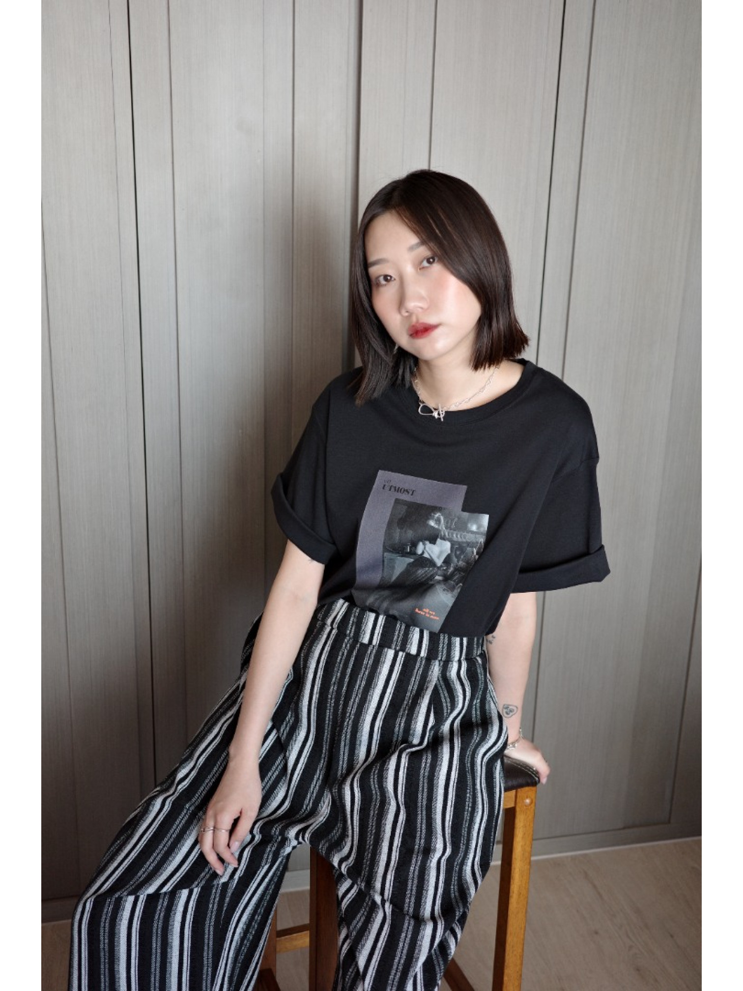 🇯🇵落肩相片印花短T/白