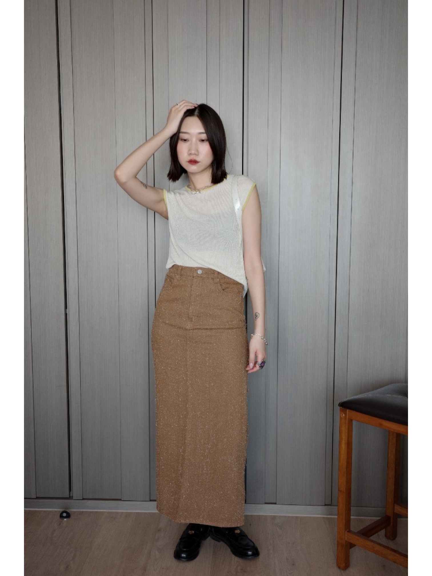 🇯🇵質感滾邊撞色針織背心/炭灰