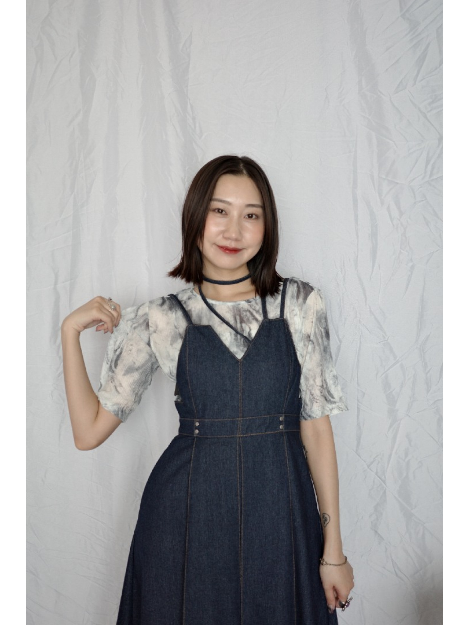 🇯🇵超舒適の渲染印花透透上衣/咖