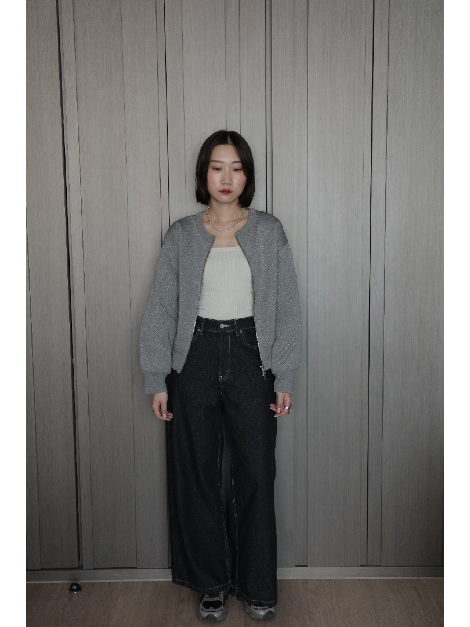 🇯🇵簡約閃粉雙拉鍊上衣/三色