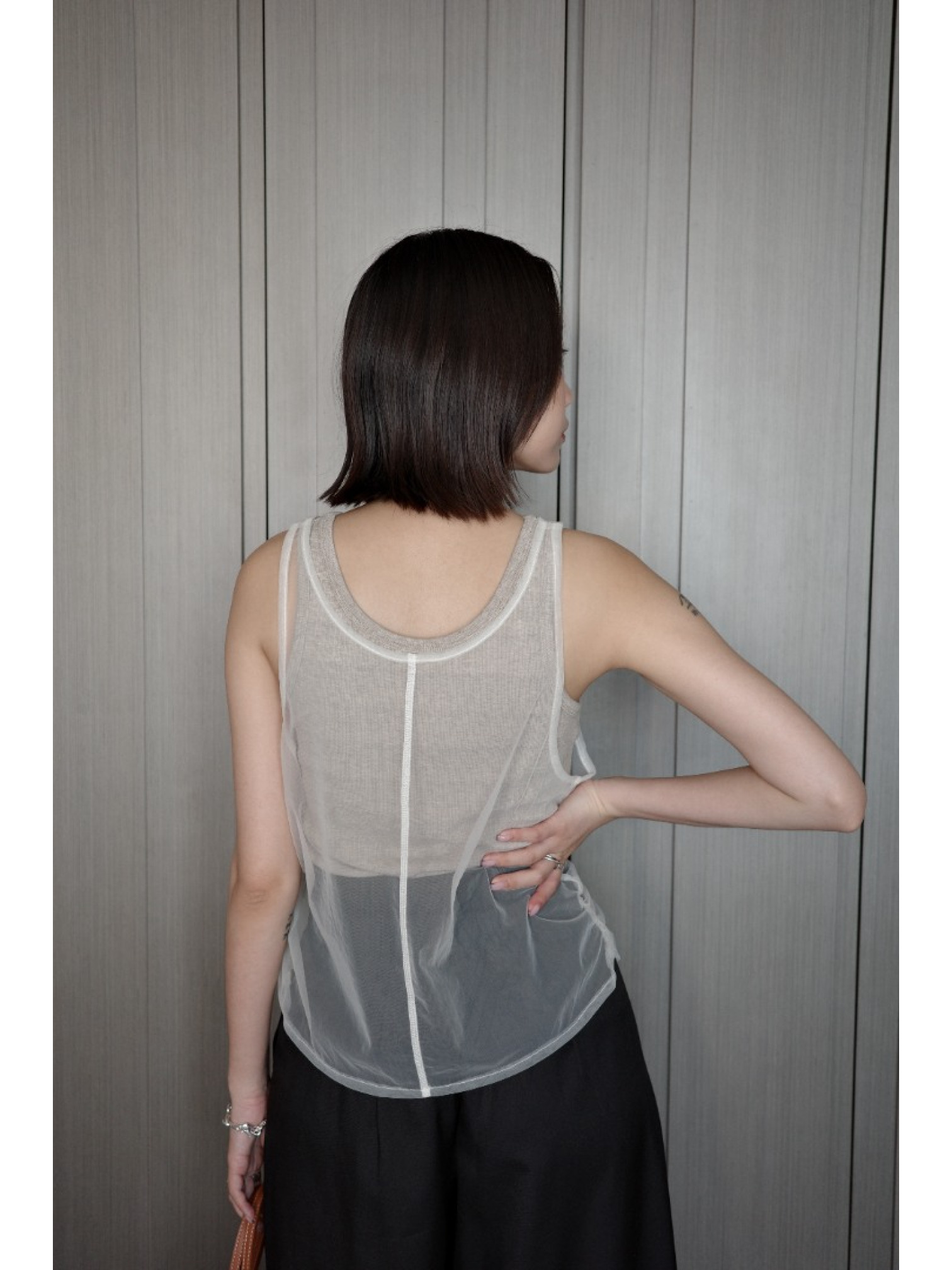 🇯🇵薄紗分層羅紋背心/三色