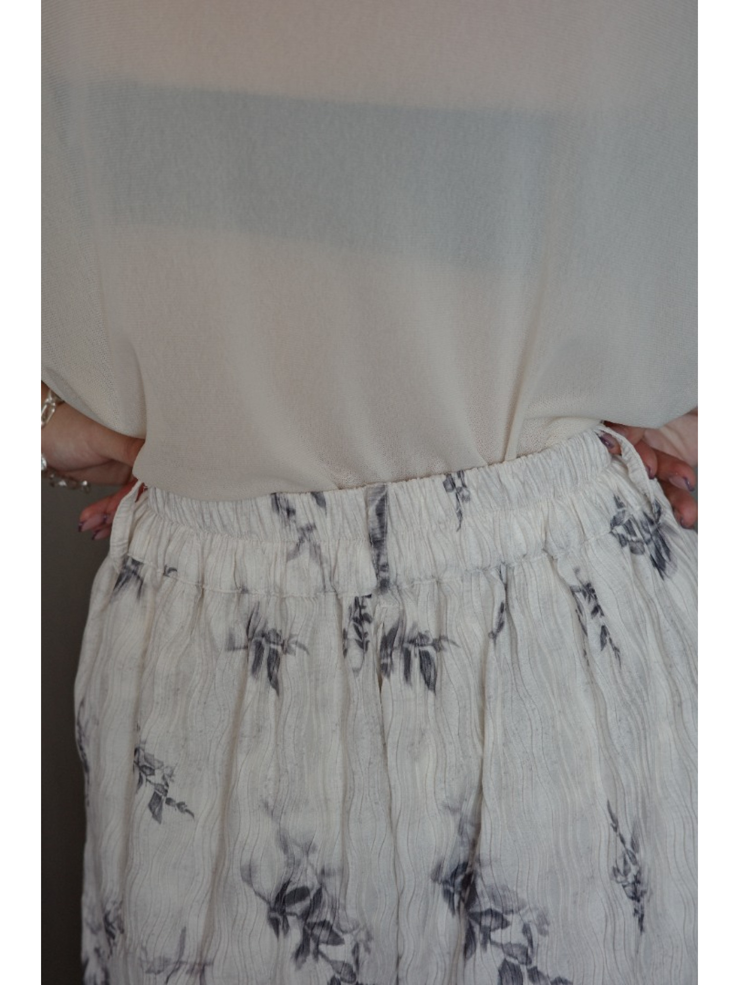 🇯🇵立體紋理植物印花長褲/M