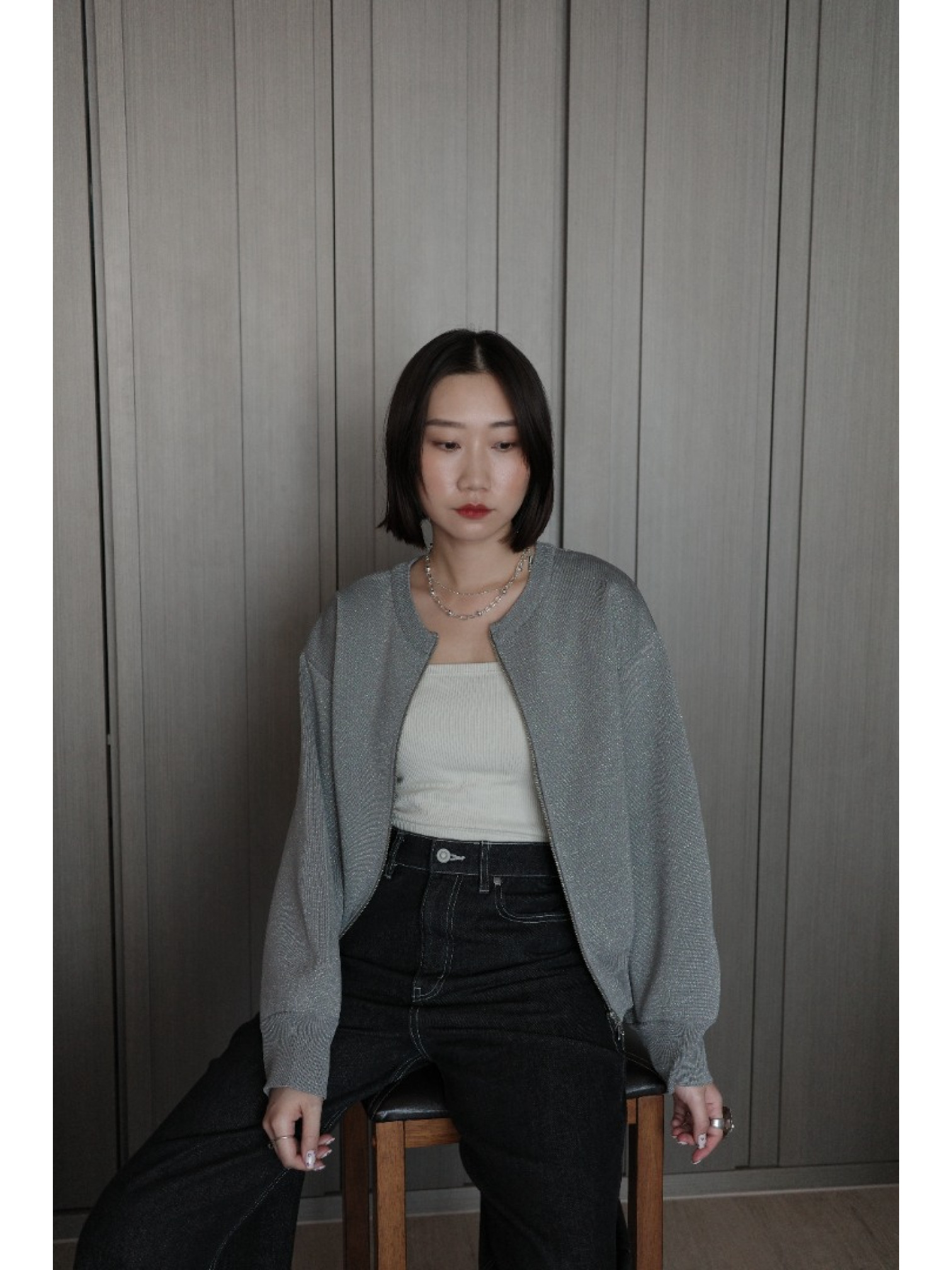 🇯🇵簡約閃粉雙拉鍊上衣/三色