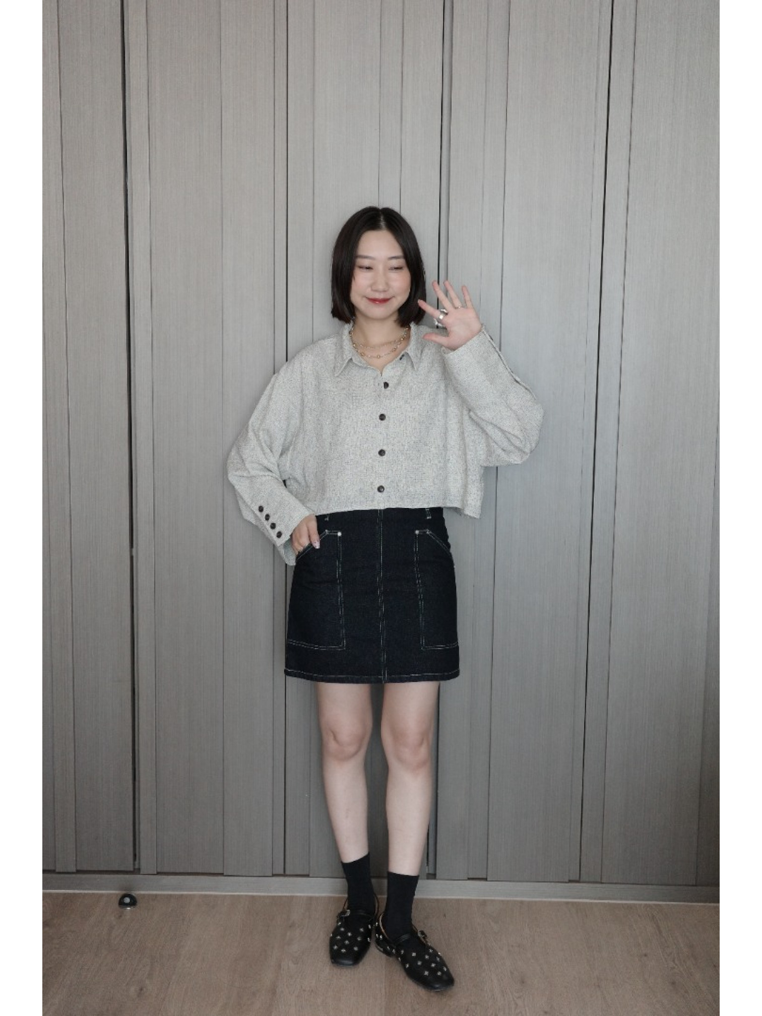 🇯🇵夏季斜紋寬袖口短版襯衫/棕