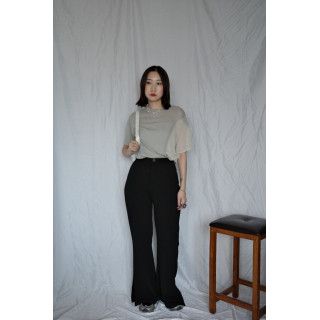 🇯🇵拼接造型透感針織上衣/灰綠