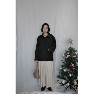 JP｜英倫風斜紋軟呢外套/炭灰