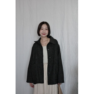 JP｜英倫風斜紋軟呢外套/炭灰