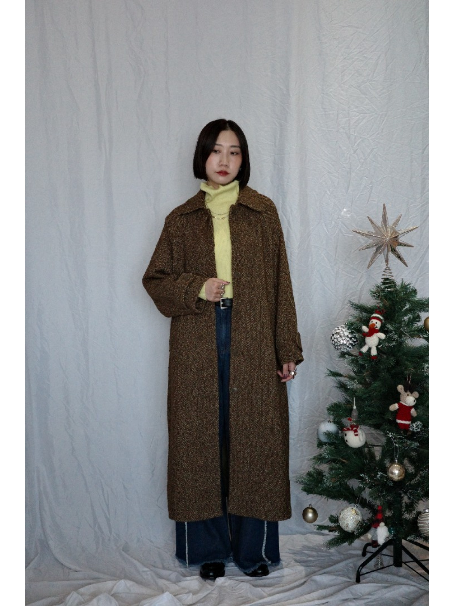 JP｜TWO WAY排扣羅紋針織上衣/黃