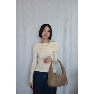 JP｜氣質露肩收腰上衣/杏