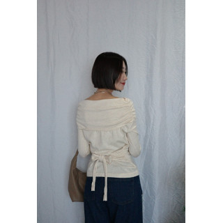 JP｜氣質露肩收腰上衣/杏