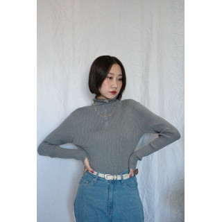 JP｜TWO WAY排扣羅紋針織上衣/灰
