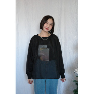 JP｜3WAY透視多層次印花大學T/黑