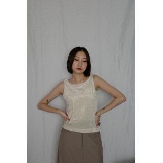 JP｜天鵝絨透視背心/米