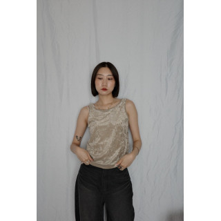 JP｜天鵝絨透視背心/咖