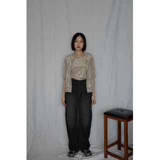 🇯🇵天鵝絨透視五分袖上衣/咖