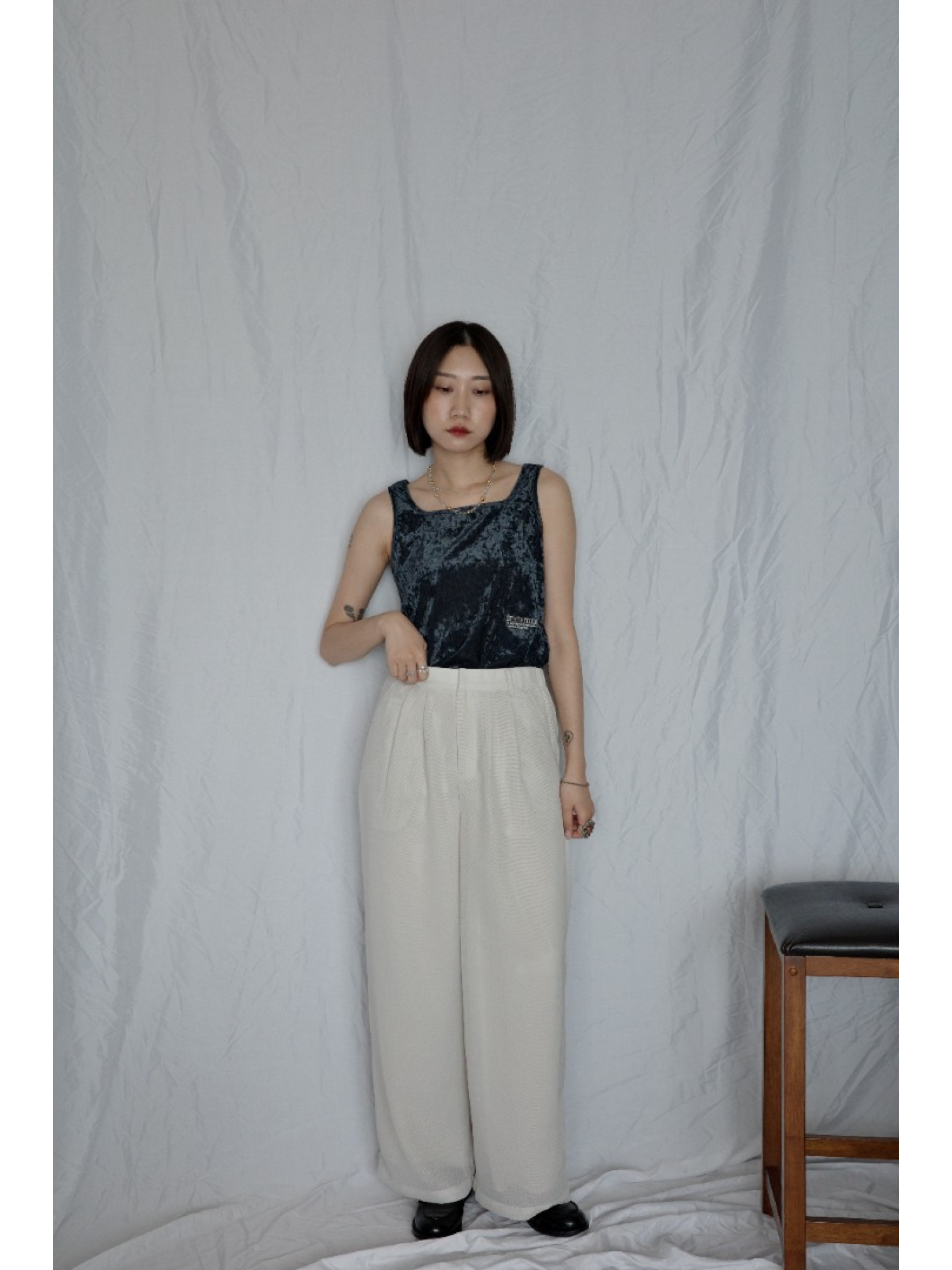 🇯🇵網眼雙層西裝褲/米