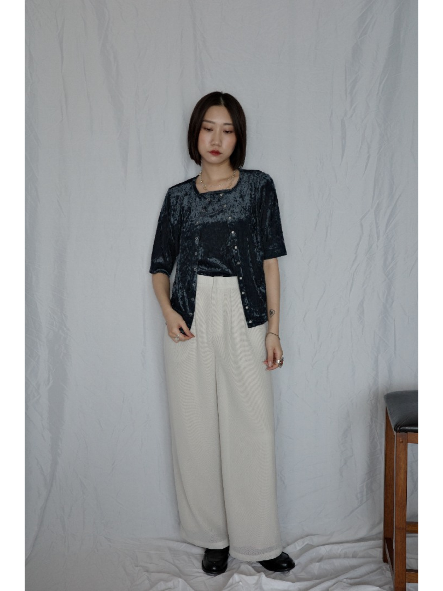 🇯🇵網眼雙層西裝褲/米