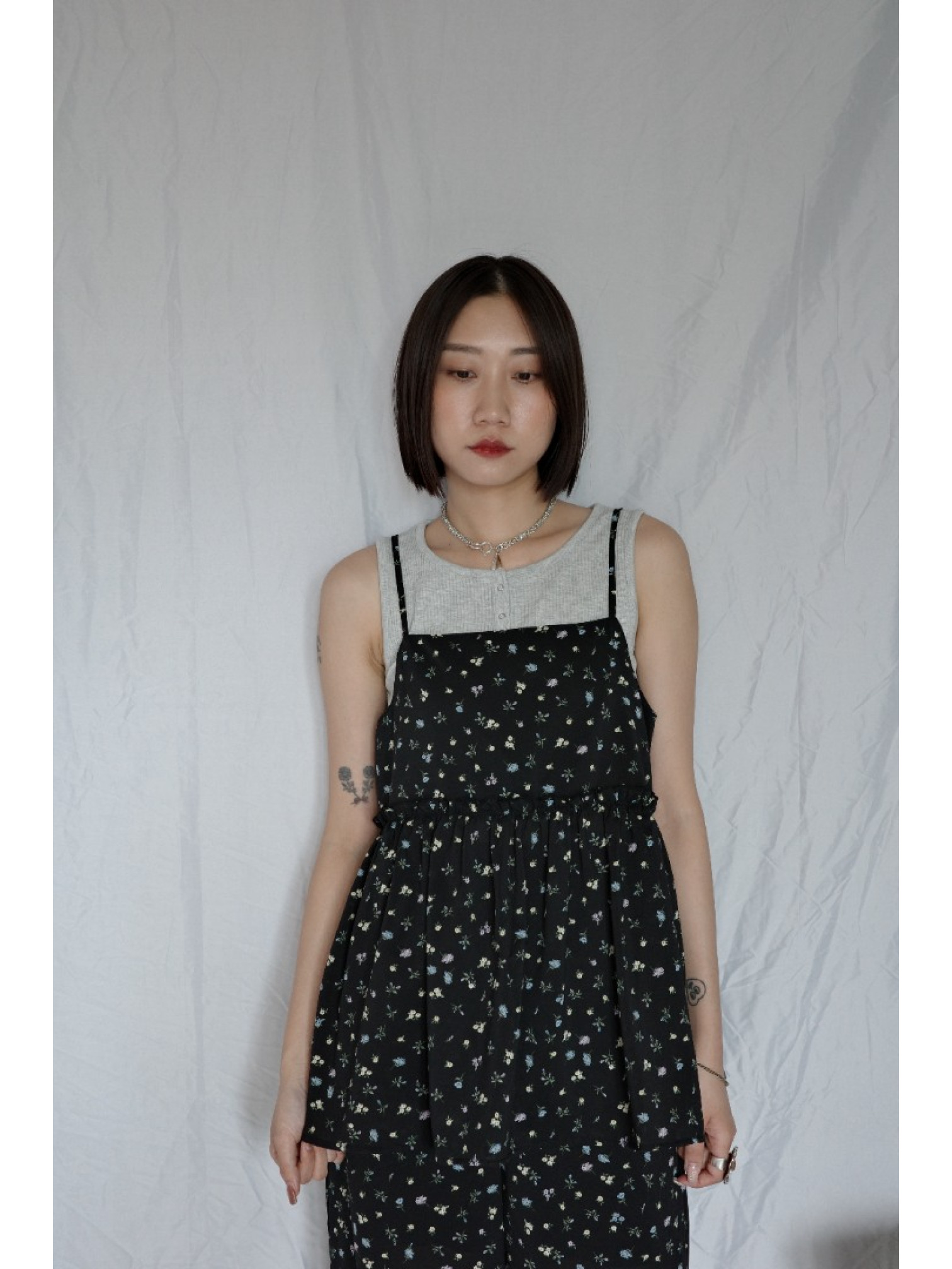 JP｜亨利領無袖背心/淺灰