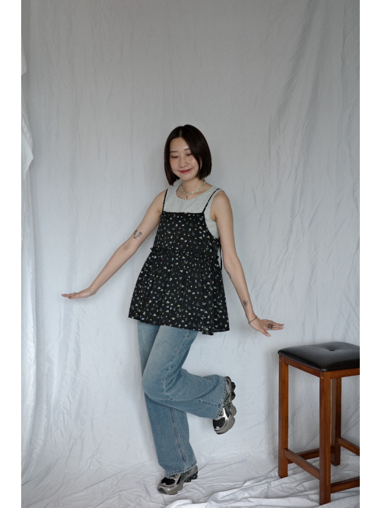 JP｜亨利領無袖背心/淺灰